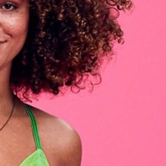 NWT aerie jacquard lime green bikini / mid rise tankini TOP - XL - Picture 4 of 16